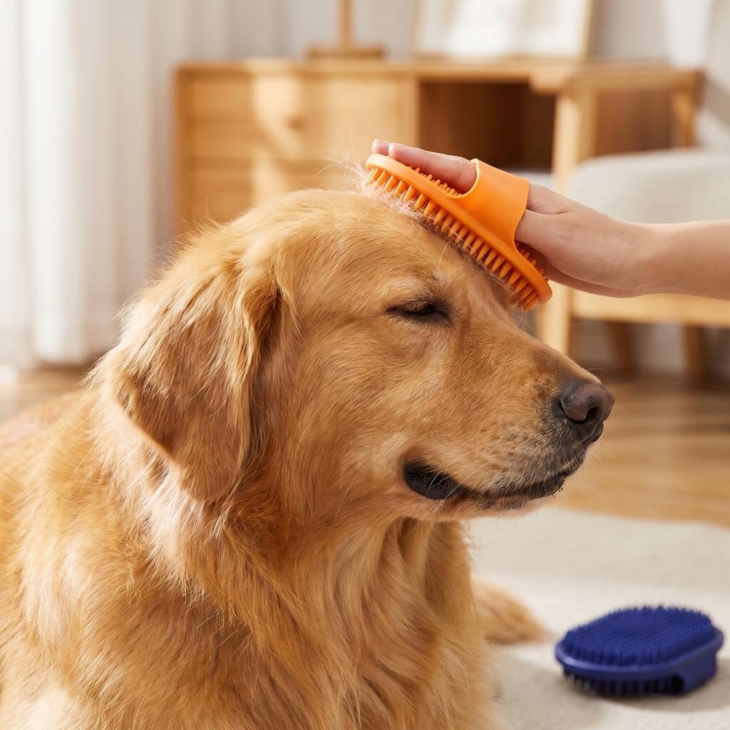 Pet Bath Brush with Soft Silicone Bristles for Gentle Scrubbing and Massaging Suitable for Dogs and Cats Durable Easy To Clean Design