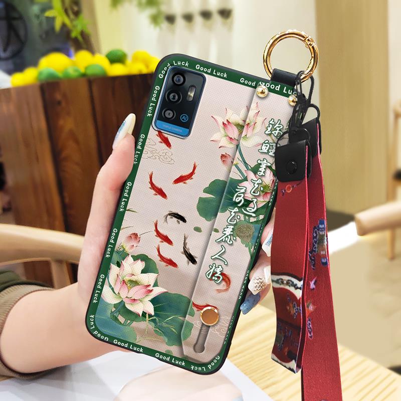 Schutzhülle im chinesischen Stil für ZTE Blade A71 Handschlaufe Armband Stoßfestes Silikon Wasserdicht Anti-Stoß