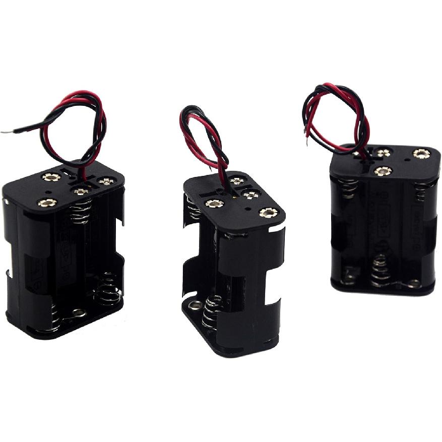 

(Pack of 3 6 AA Battery Holder, 9v AA Battery Holder with Leads