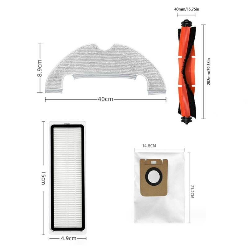 AEE4-8PCS Ersatzteil-Set für Dreame Bot D10 Plus RLS3D, Z10 Pro, L10 Plus Roboterstaubsauger Hauptbürste Seitenbürsten Filter Wischmopp Staubbeutel