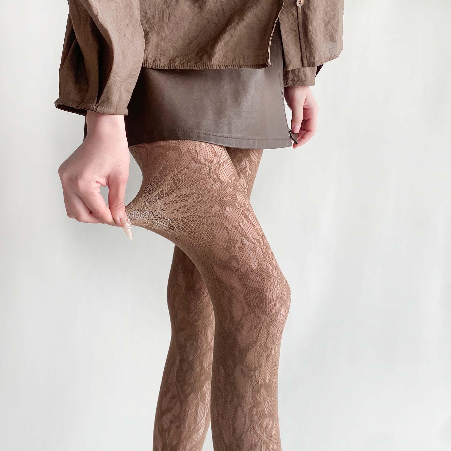 

Сексуальные ретро чулки в сетку с цветочным узором - Прозрачные кружевные колготки One Size (Basic Packaging) кофейный