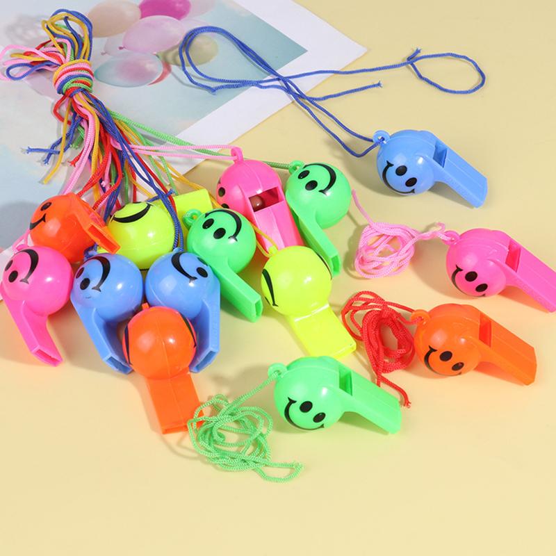 Multiple Colors Smile Face Whistle with Rope Random Mix 5/10/20PCS Pack Whistles Featival Party Atmosphere Noise Maker Props ZYF