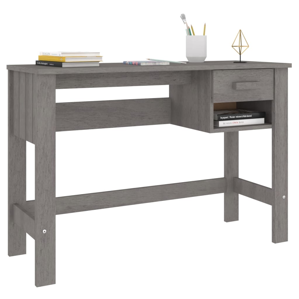 HAMAR Desk Light Grey 110 X 40 X 75 Cm Solid Pine Wood