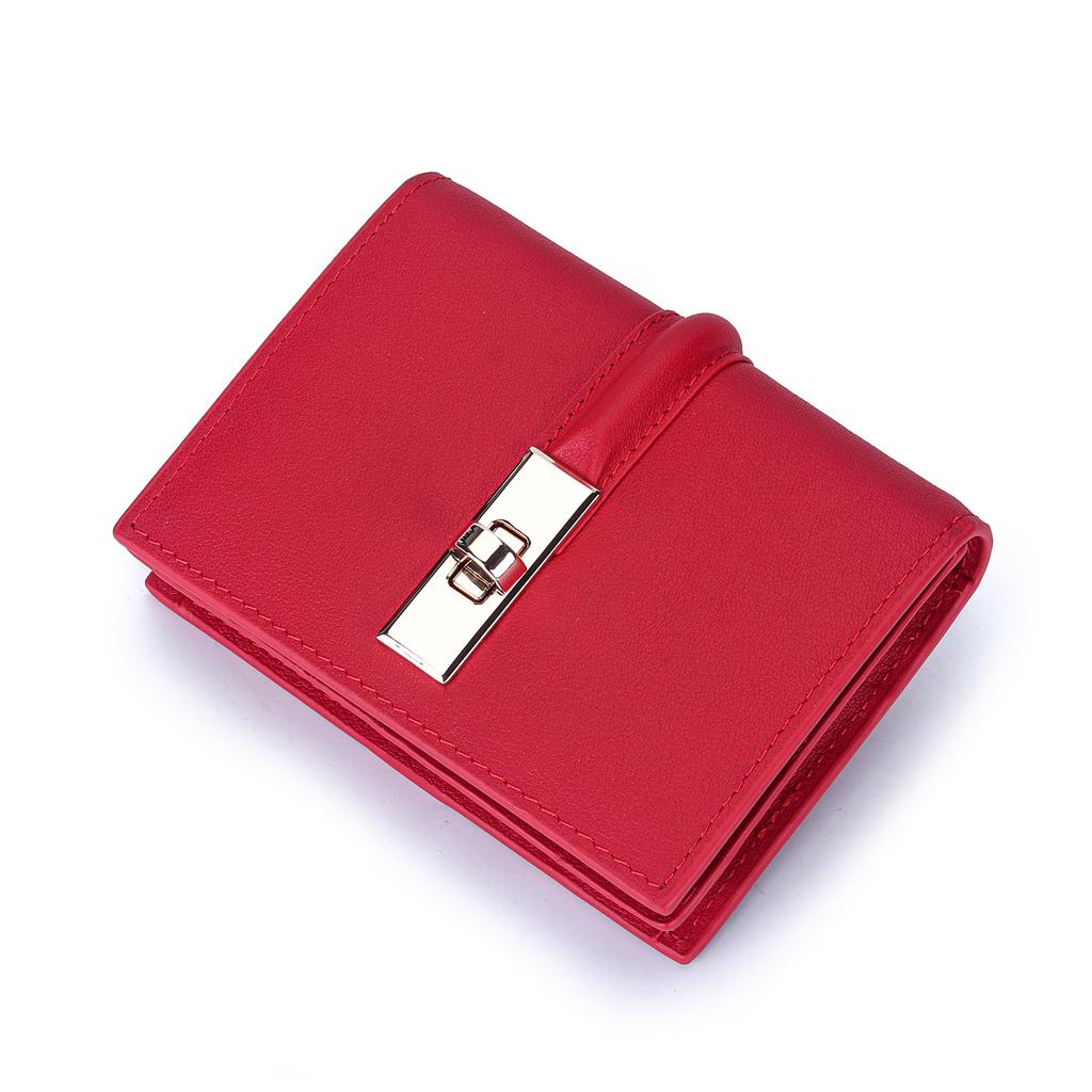Elegant Women's Luxury Leather Wallet with Exquisite Gift Box,Premium Compact Short Purse with Twist Lock,Perfect Gift for Women