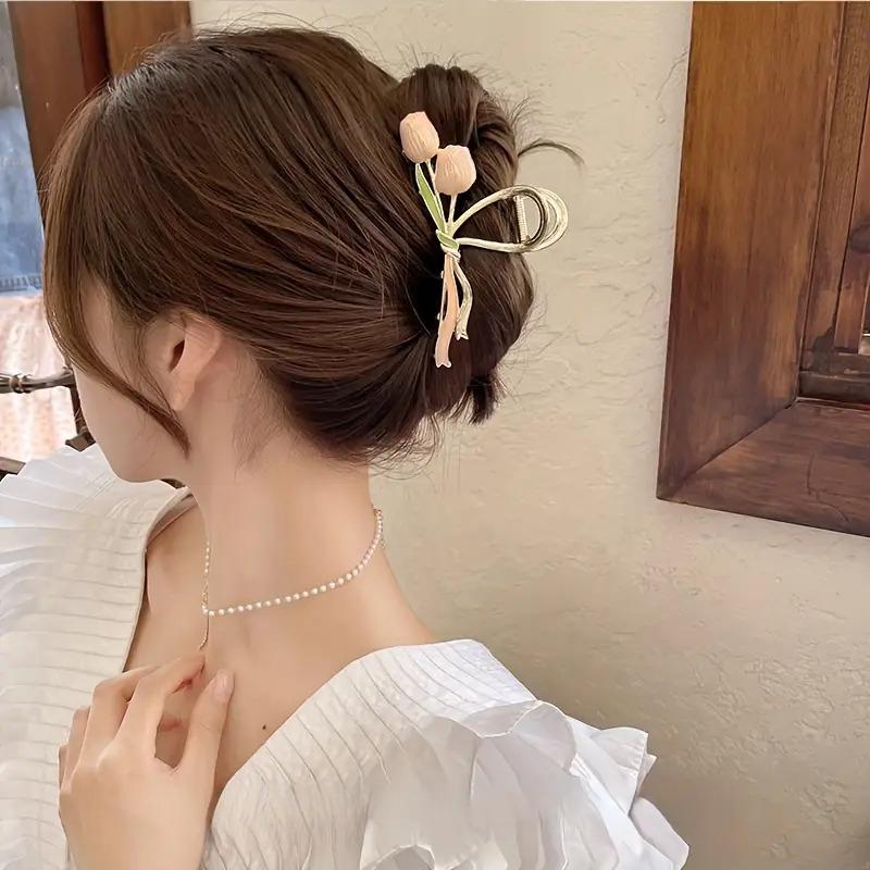 1PC Temperament Grab Clip Gardenia Back Of Head Grab Clip Tulip Shark Clip Large Sweet Super Fairy Premium Multi-Coloured