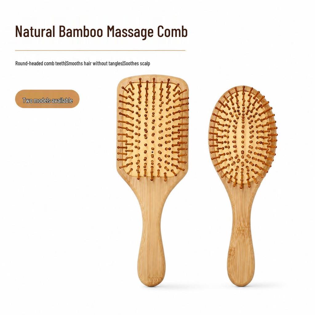 Bamboo Bead Oval Comb for Smooth and Straight Hair Styling