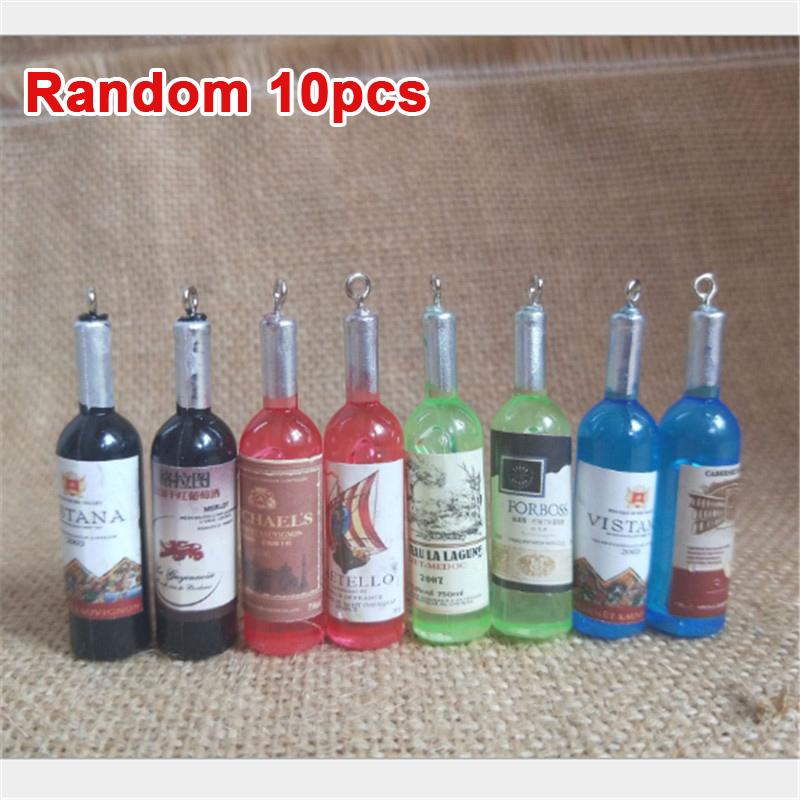 

10 шт. подвески в виде бутылок вина из черной смолы для ожерелья, браслета, ювелирных изделий, подвески для бутылок, аксессуары для самостоятельного изготовления