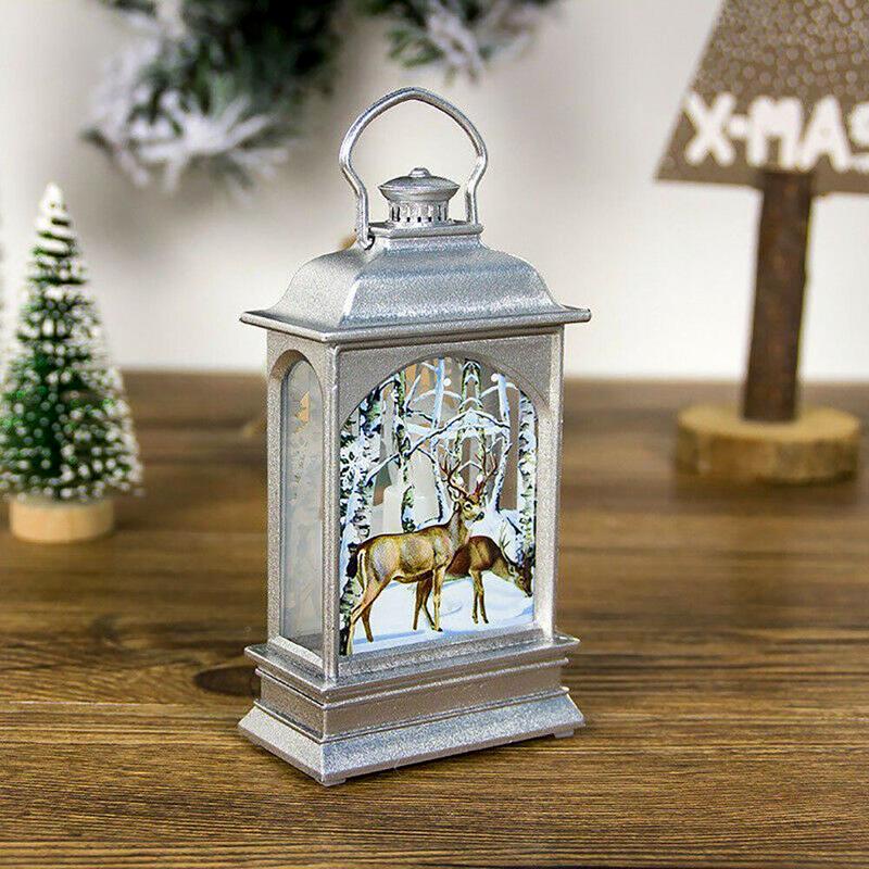 Christmas Tree Hanging Lamp Vintage Decorative Light Santa Claus Snowman Light Decor Hanging Lantern