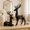 Creative Resin Golden and Black Reindeer Sculptures | Beautiful Home Decor | Lifts Up Energy of Your Room (Pack of 2, Black)
