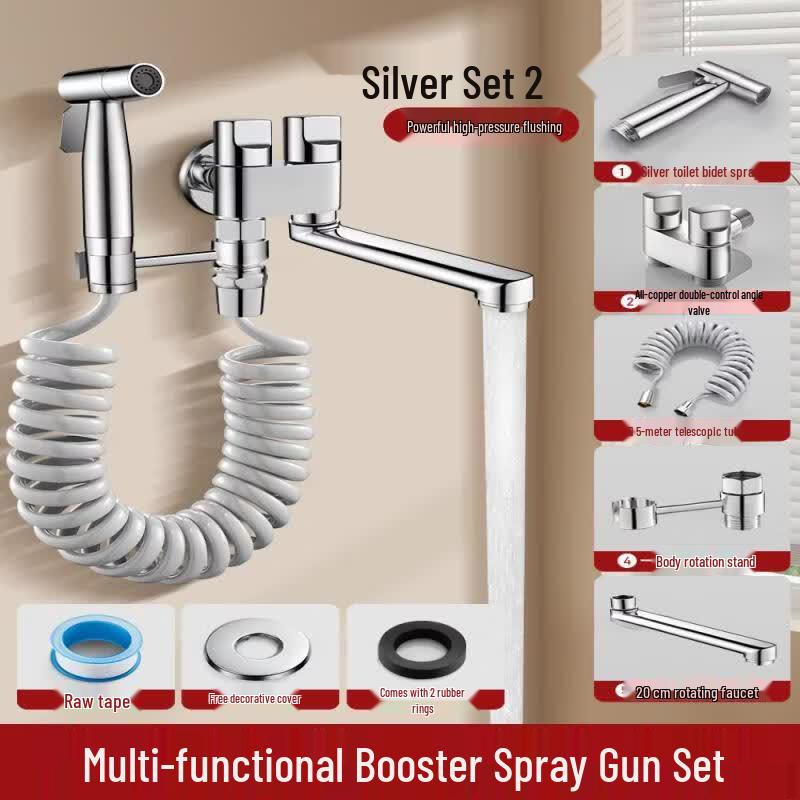 Wall-Mounted Mop Sink Faucet with Spray Gun