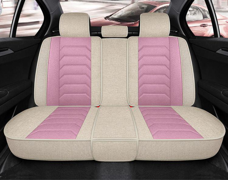 Four Seasons Universal Cotton Linen Car Seat Cushion - Full Coverage Linen Fiber Cover