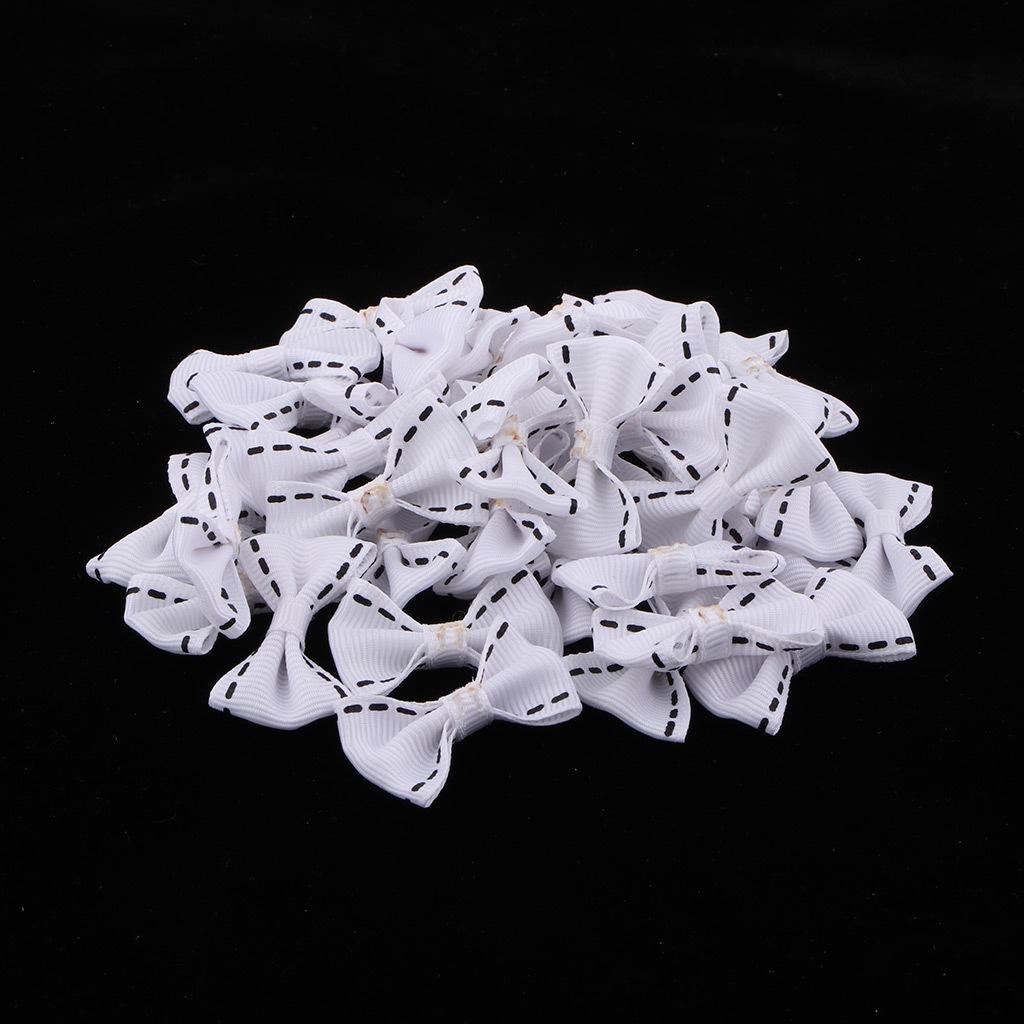 50 Pieces Bow Tie Embellishments Ribbon Bows for DIY Small Hair Ties Clips Christmas Cards