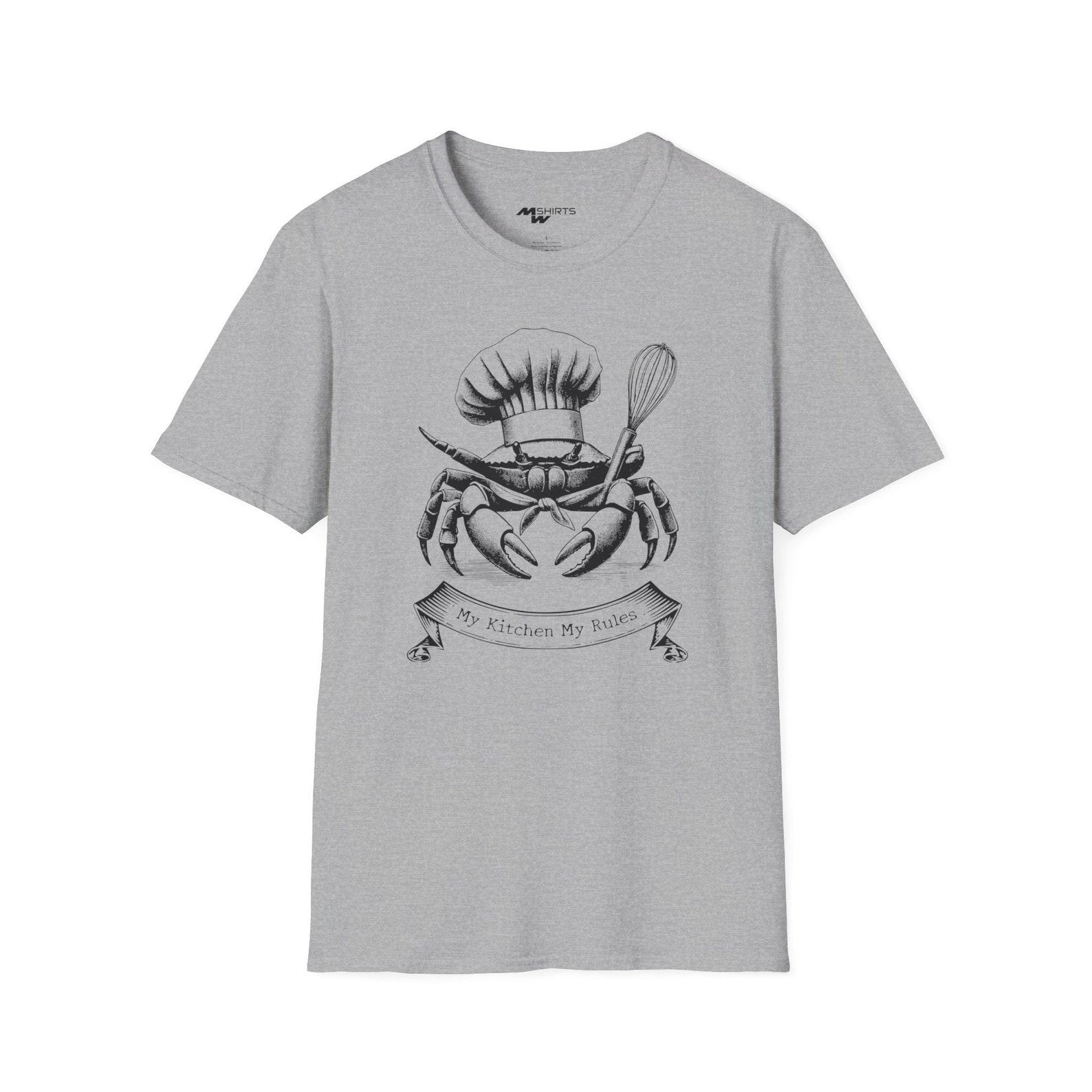 Chef Crab T-Shirt: Copper Engraving Style, My Kitchen My Rules L
