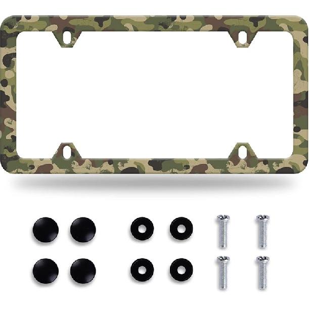 Moon License Plate Frame Starry Sky Moon Phases License Plate Stainless Steel Car Accessory Personalize Funny License Plate Holes Screws Decorative