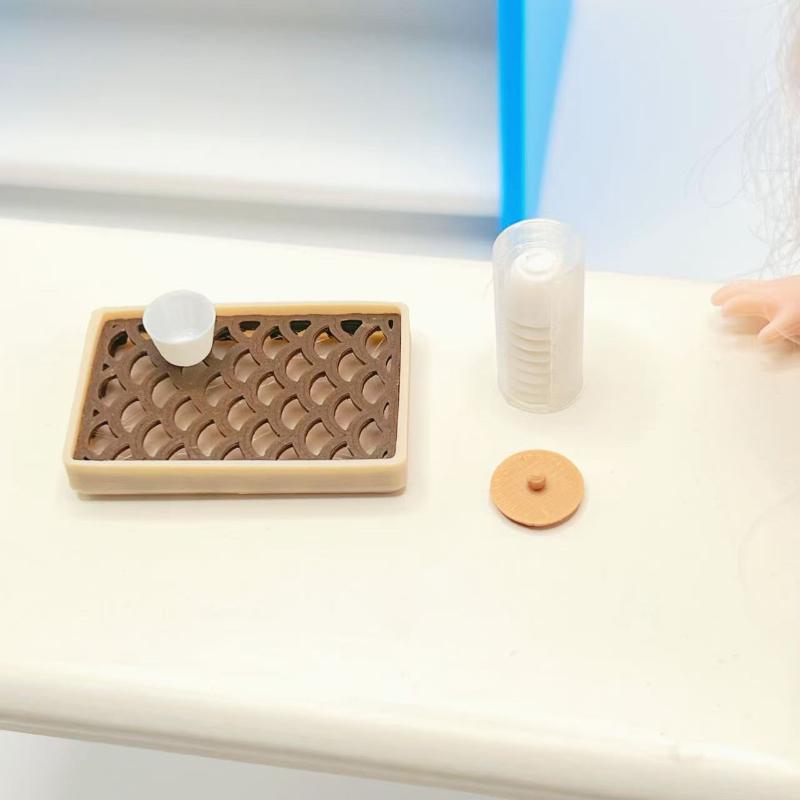 Miniature Tea Tray Set Ornament Dollhouse Home Mini Decoration Accessories Micro Scene Pos Props Kid Pretend Play Toys