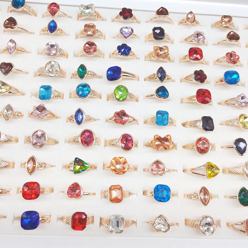10 pairs of colored crystal zirconia rings alloy rings for ladies party rings