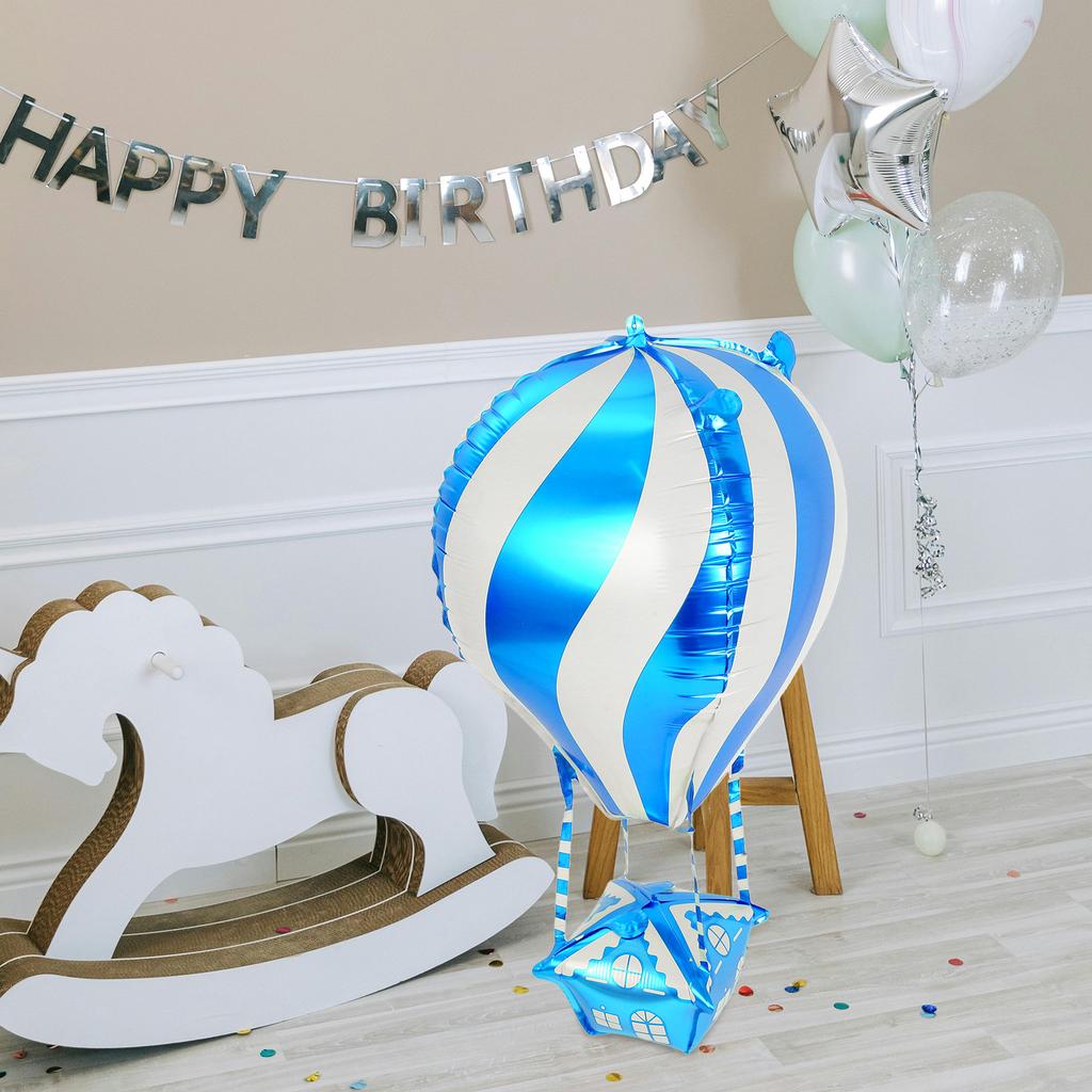 4Pcs Aluminum Film Balloon Hot Air Balloon Shape Bright Colors Standout Centerpiece for Party Wedding Holiday Events