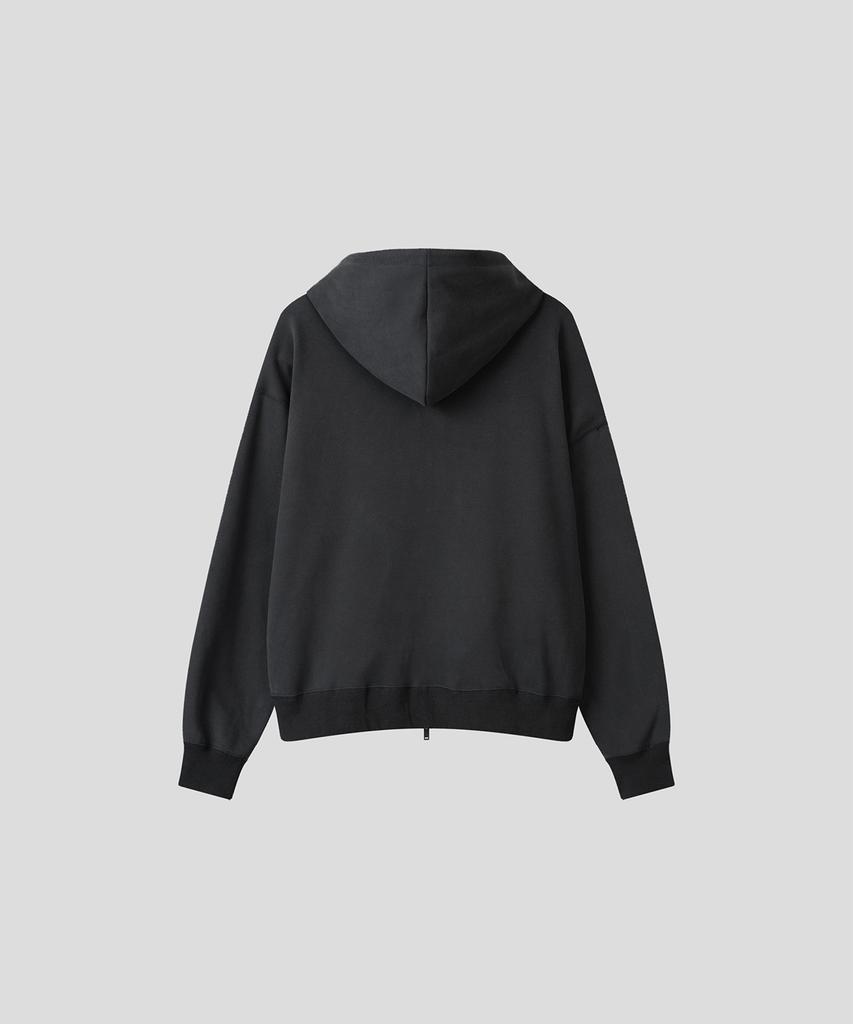 Black Moment Essential Relaxed Fit Zip-Up Hoodie [Charcoal]