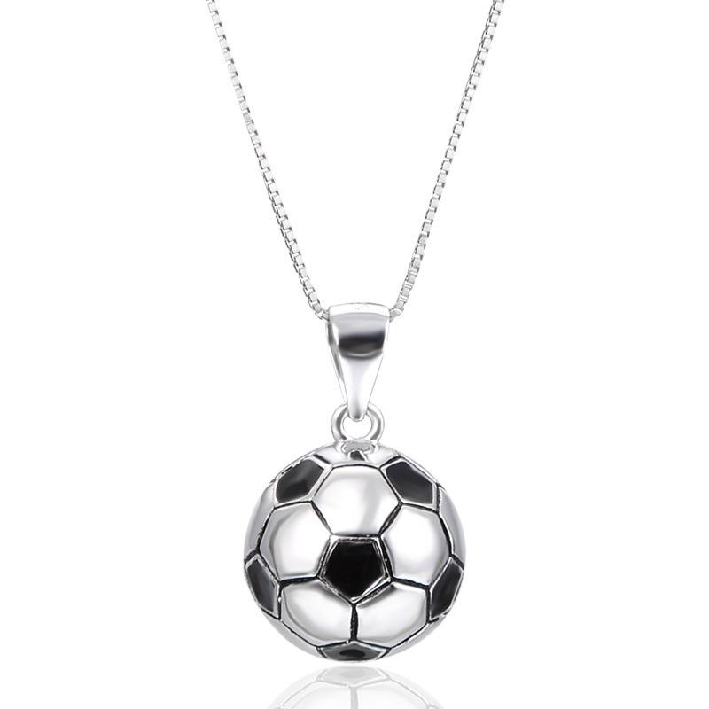 Football Jewelry Silver Pendant European and American Fashion Football Necklace Accessories