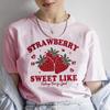 Vintage Strawberry Graphic Ladys TShirtCute Fruit Print Casual Crew Neck Short Sleeve Top for Women Spring Summer Daily Wear
