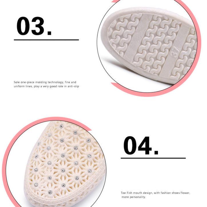 Dámské jednobarevné protiskluzové vodotěsné prodyšné nazouvací jednoduché boty dámské jaro léto velké ploché duté boty