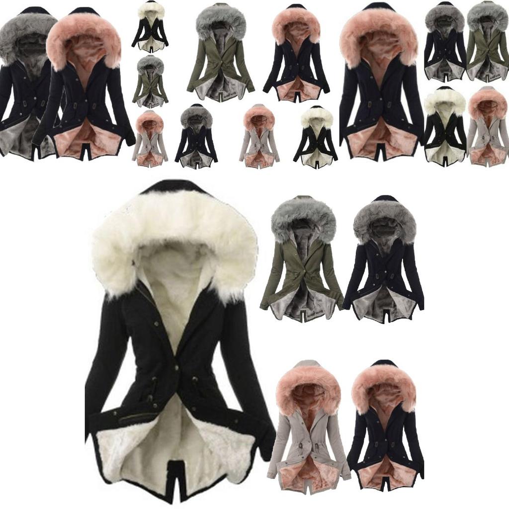 Luxurious Women Faux Fur Collar Hooded Parka Jacket For A Warm Winter