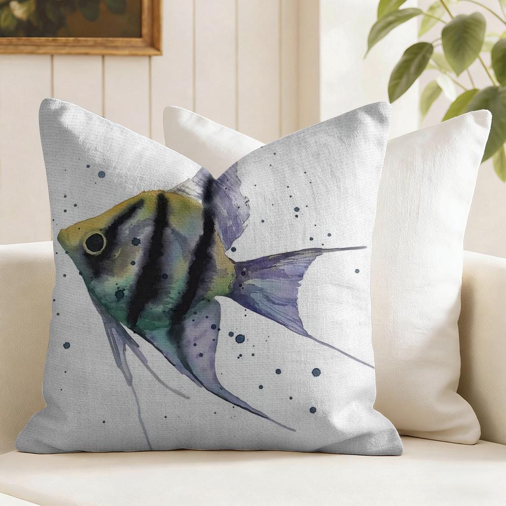 Sea Animal Turtle Coral Cushion Cover Natural Linen Pillow Cover DoubleSided Print Cushion Cover for Sofa Home Decor