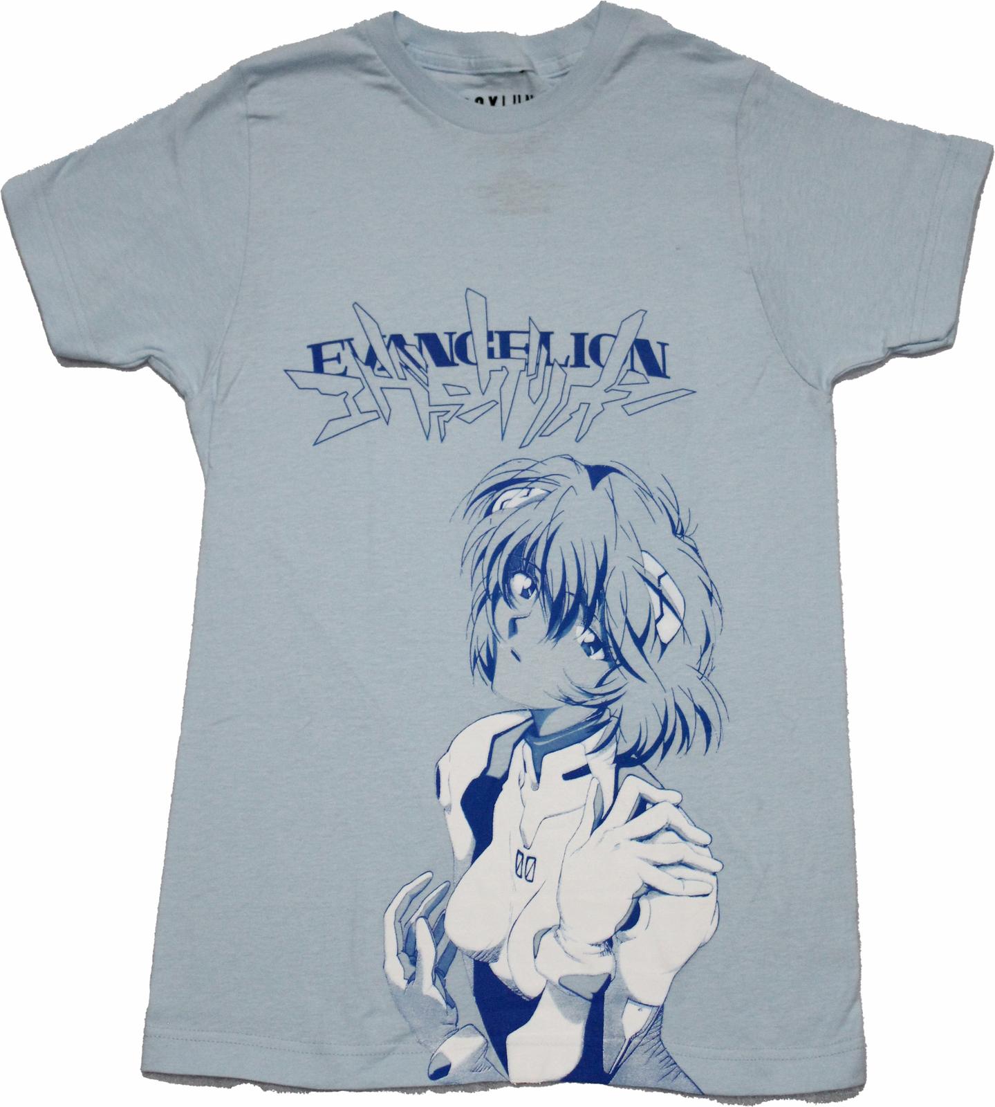 Evangelion New Adult T-Shirt - Rei Side Pic and Logo XXL