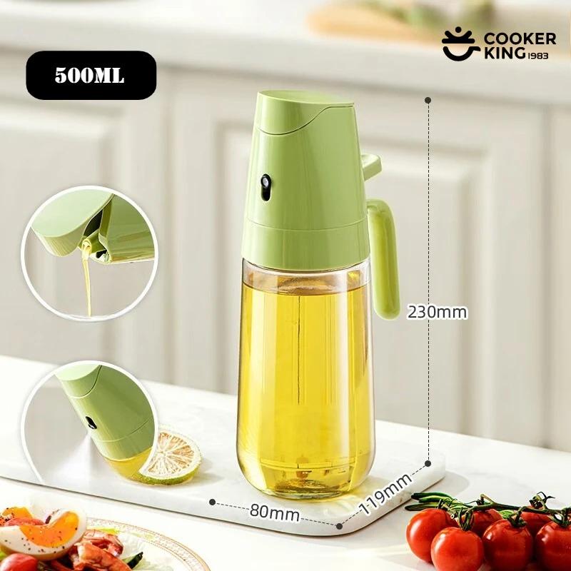 COOKER KING 300/500ml Spray Oil Bottle Kitchen Press-type Spray Oil Can Spray Seasoning Bottle Airtight Storage Container Spice