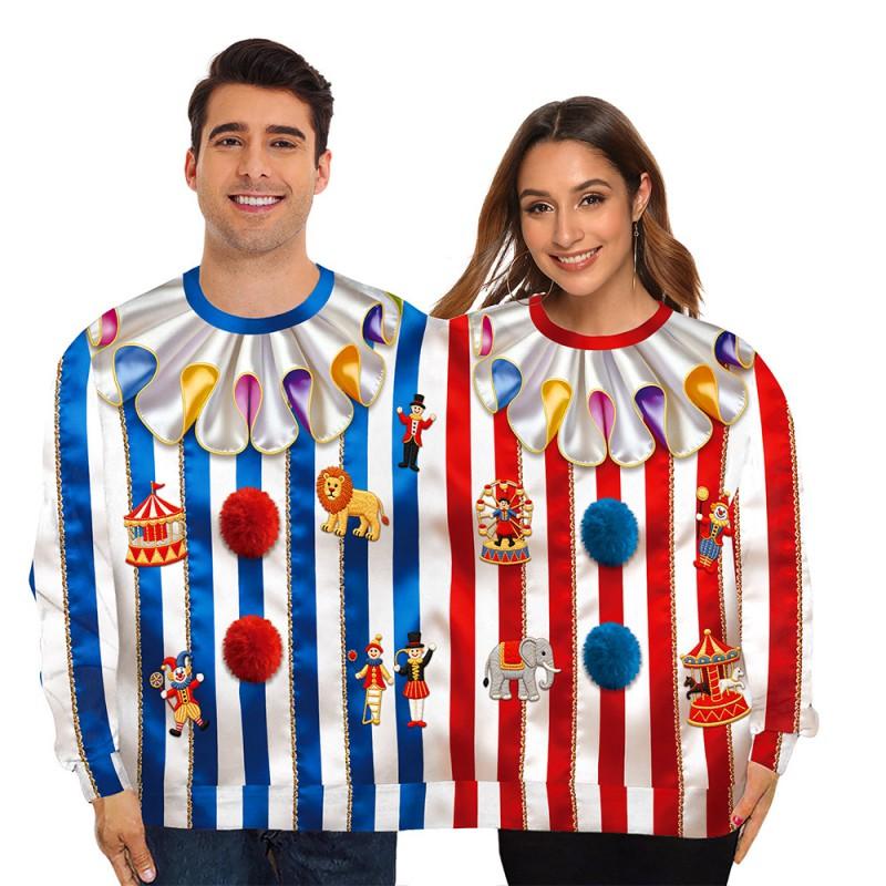 Couple Halloween Party Hoodie Funny Skeleton Print Loose Fit Long Sleeve Top Youth
