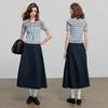Chuyu Women's Ice Silk Striped Short Sleeve Knit Top