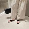 Fashion Spring Summer New Mid Heel Sandals Women's Slimming High Heels Flat Head Toe Straps Shoes Comfortable Breathable Slip-On Sandals