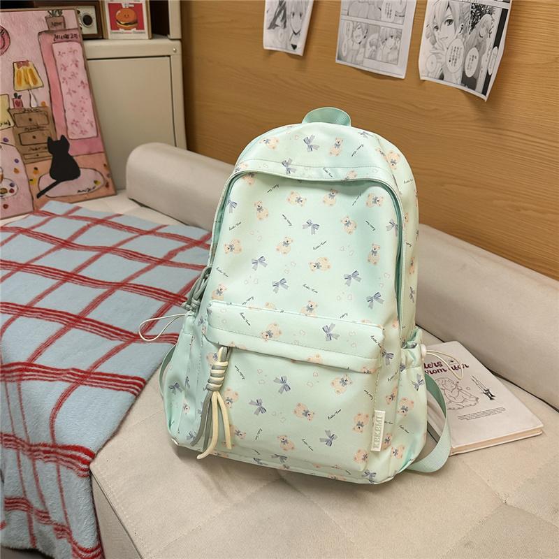 Niedlicher Rucksack mit Bärenaufdruck für Damen und Mädchen, Modischer Tagesrucksack für Schule und Reisen mit mehreren Taschen