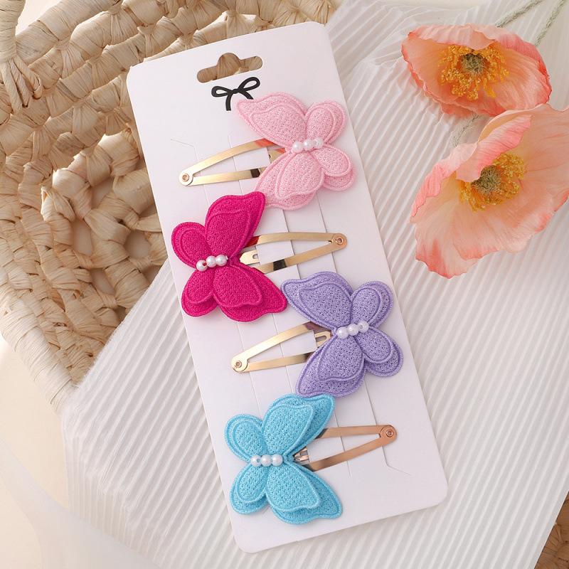 

New Double-Layer Bow Hair Clip Set - Handmade Fabric Hair Accessories with Pearls,Cute Versatile Headpieces for Toddlers