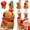 24cm Cute New Christmas Capybara Plush Doll Pillow Cos Tree Apple Santa Claus Capybara Plush Toy Home Decor Gift For Children
