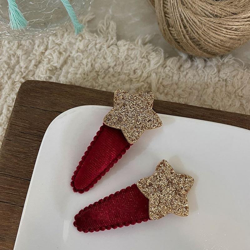

New Korean Waterdrop Shiny Star Hair Clips Pair for Kids, Cute Snap Clips for Side Flyaways, Sparkly & Durable, Hair Accessories ONE SIZE FITS MOST&CLOTH
