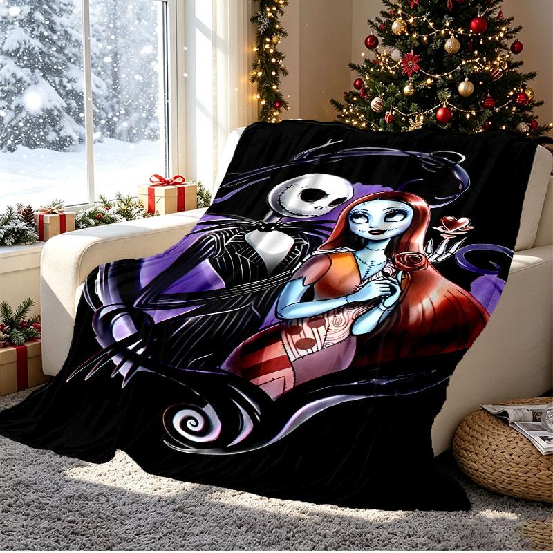 The Nightmare Before Christmas Pattern Blanket for Home Decoration, Bed, Sofa, Car Travel, Camping, Suitable for All Seasons, Birthday Christmas Gift