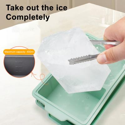 Square Ice Cube Tray with Lid 2-Cavity Food-Grade Silicone Easy-Release Mold for Whiskey Cocktails Leak-Proof Stackable Ice Cube Maker