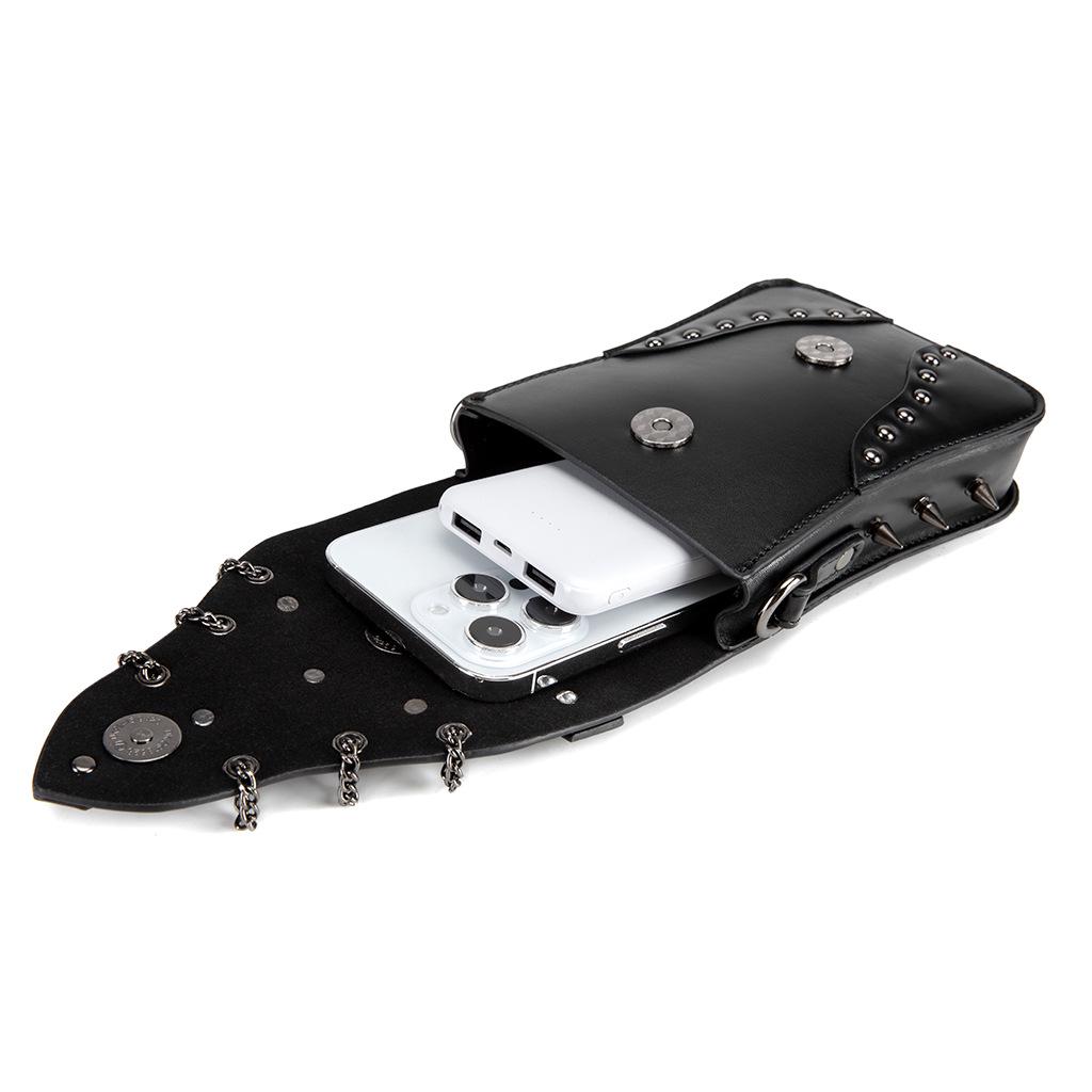 European & American Punk Rivet PU Leather Crossbody Bag with Chain