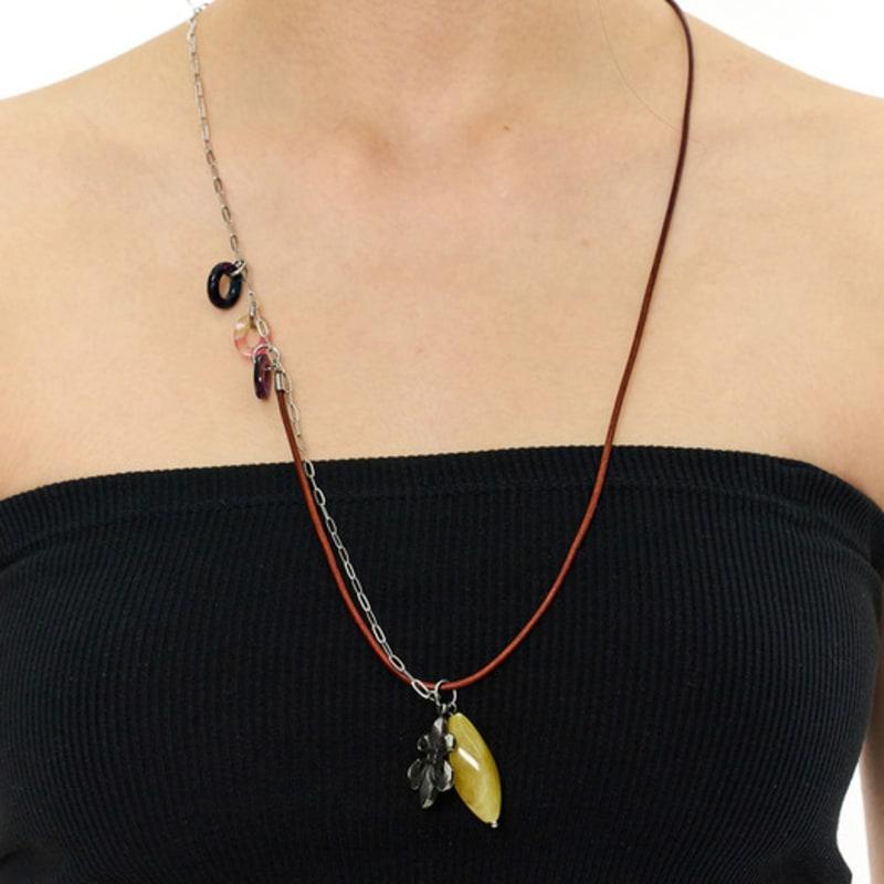 KIMZISU Stone Combi Necklace - Anchor _ BROWN