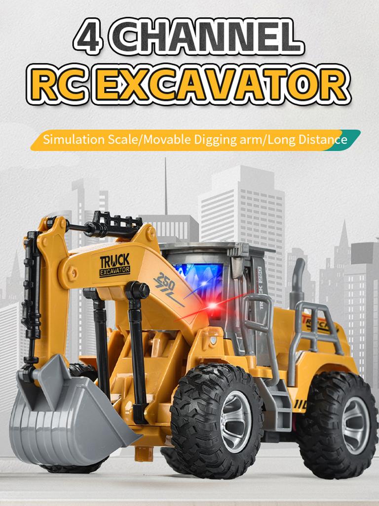 Construction Loader Excavator Toy,  Wireless Remote Control Excavators Digger Vehicles Engineering Car Toys Excluding Batteries
