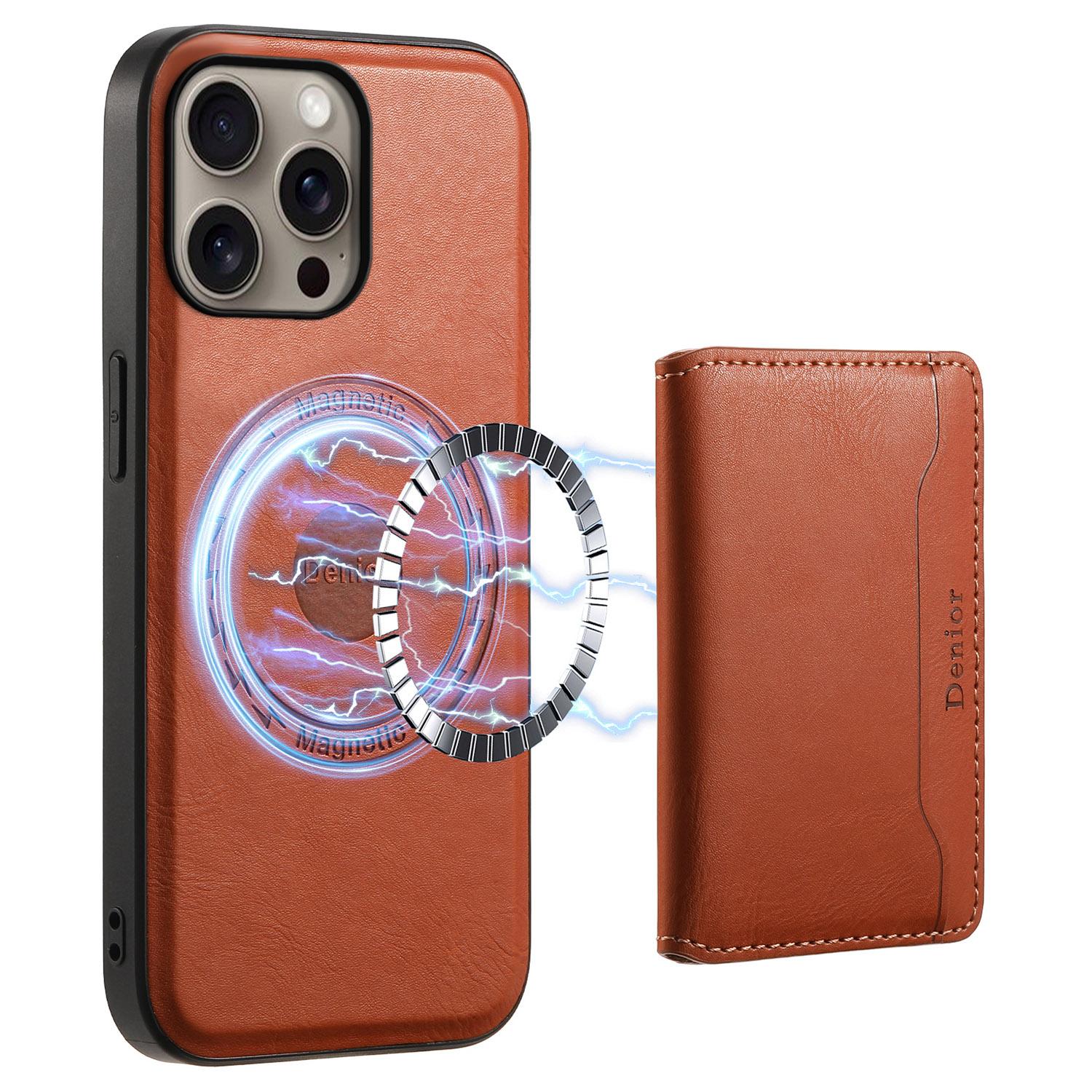 

DENIOR D12 For iPhone 16 Pro Max Case Compatible with Magsafe Hybrid TPU+PC Phone Shell Brown