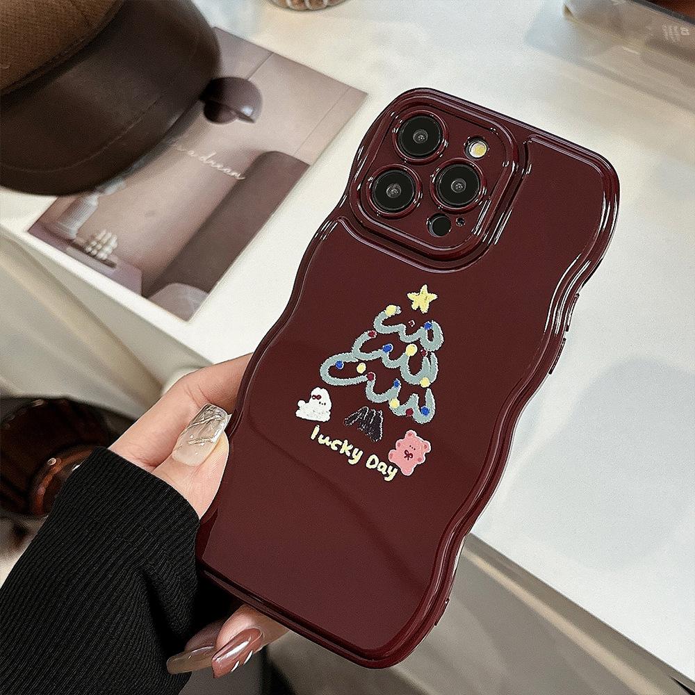 

Чехол для телефона с изображением масляной живописи Merry Christmas Tree для iPhone 15 14 13 12 11 Pro Max, чехол для iPhone 15promax 14plus, модный ретро-красный рождественский подарочный чехол iPhone 11