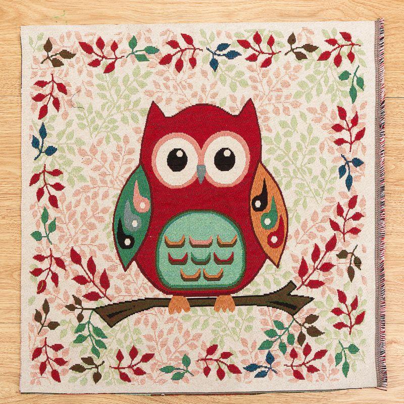 

Owl Ethnic Style Positioning Cotton Linen Jacquard Cover Cloth Mat Thickened Cloth Retro Furnishings Background Fabric Decorative Cloth Owl One(50*50cm square)