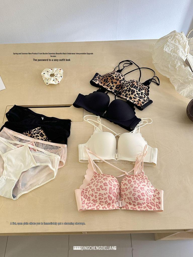 A006 Front-Buckle Cross Back Push-Up Bra for Small Busts, Lifting Effect, Wire-Free Lingerie for Women