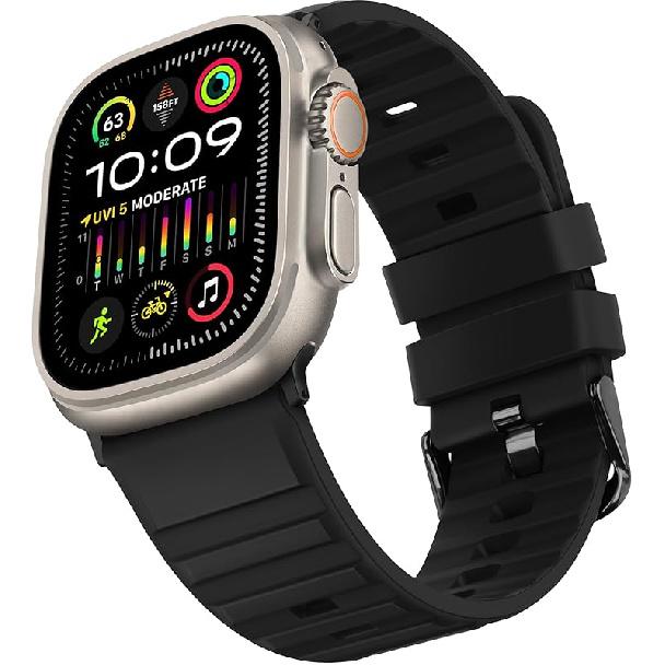 Bands Compatible with Apple Watch Band 49mm 46mm 45mm 44mm 42mm for Women Men Soft Silicone Sport Strap Designed for Apple Watch Ultra 2 Ultra SE