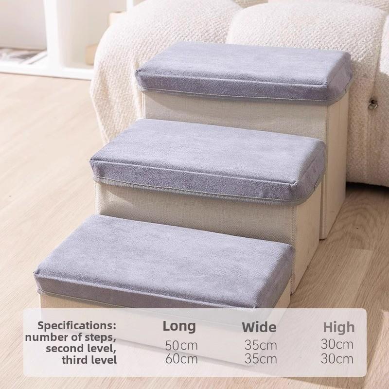 Korean Version of Fresh Pet Folding Can Store Three Stairs Dog Non-slip on Sofa Ladder Climbing Bed Step Supplies