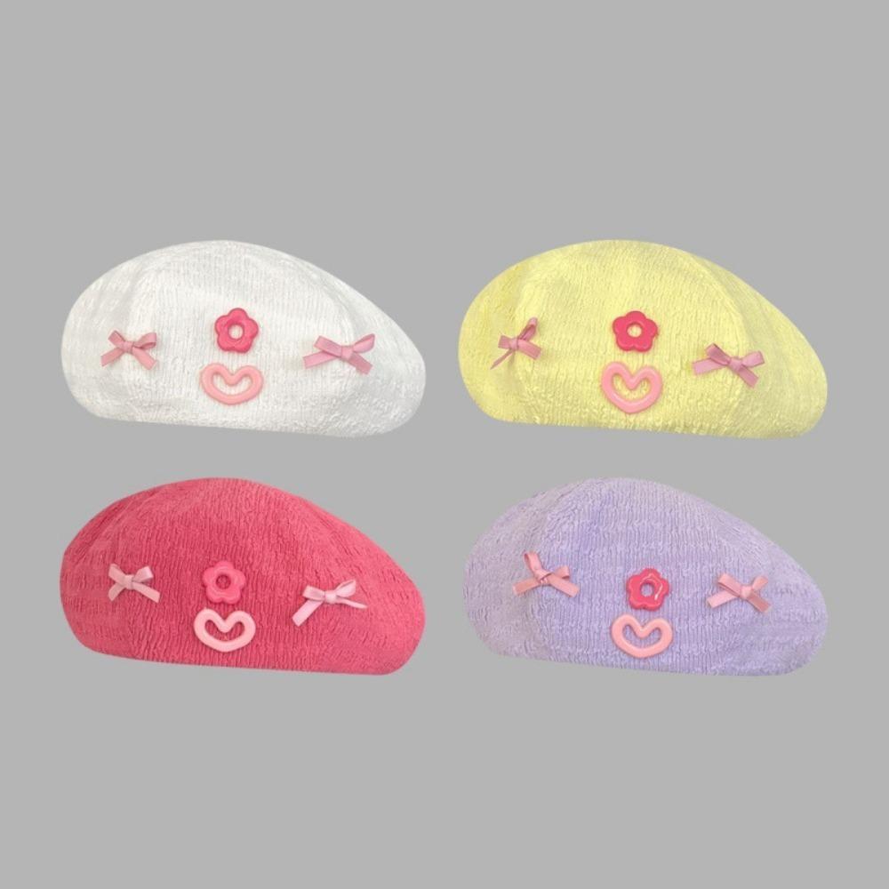 Flower Bow Berets Cap Korean Style Painter Hat Sweet Pumpkin Hat  Daily