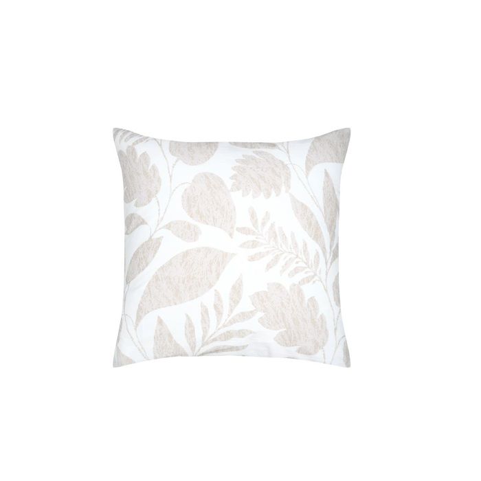 Taie d'oreiller percale de coton motif feuillage 63x63cm