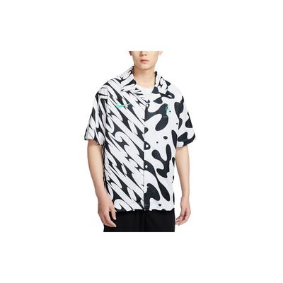 Dri-Fit Abstraktes Muster Druck Locker Kurzarmhemd Herren Tops Schwarz Weiß FJ7230-100